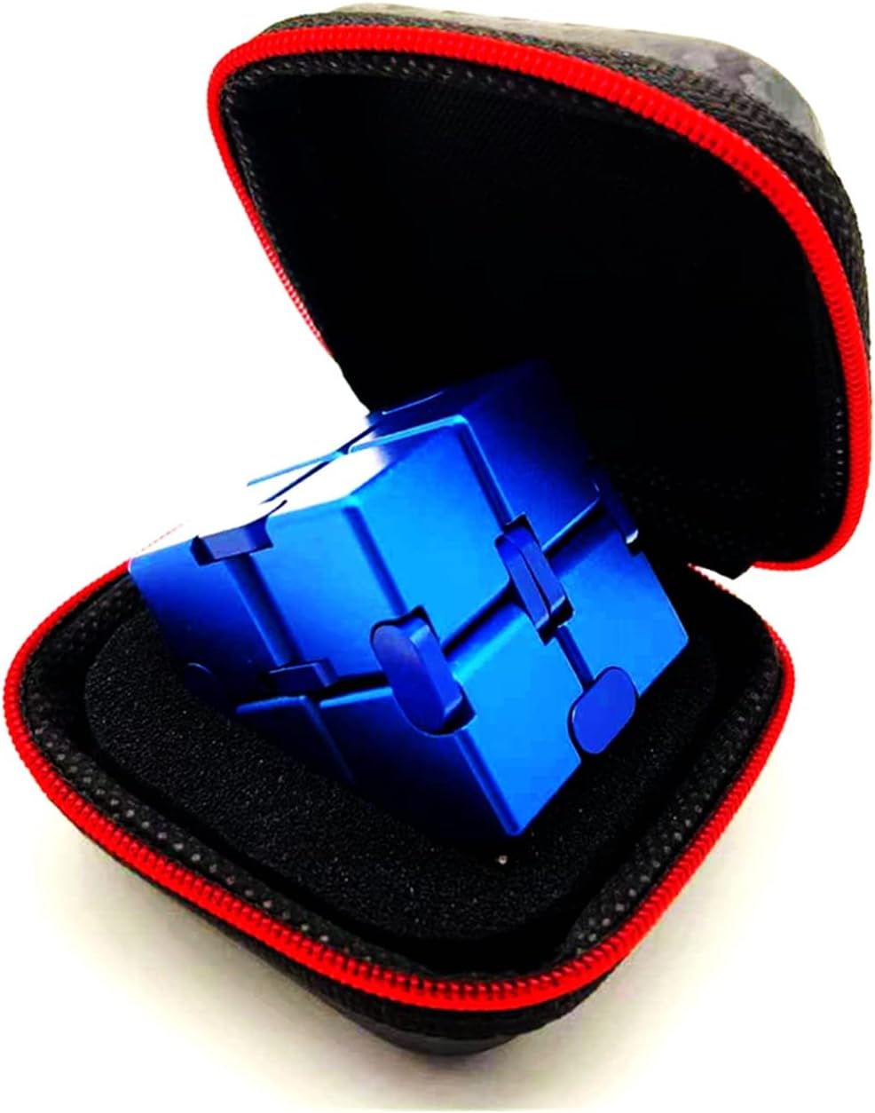 Fidget Toys Metal Infinity Cube Anxiety Stress Relief Toy for Adults Aluminum Alloy Material (Blue)