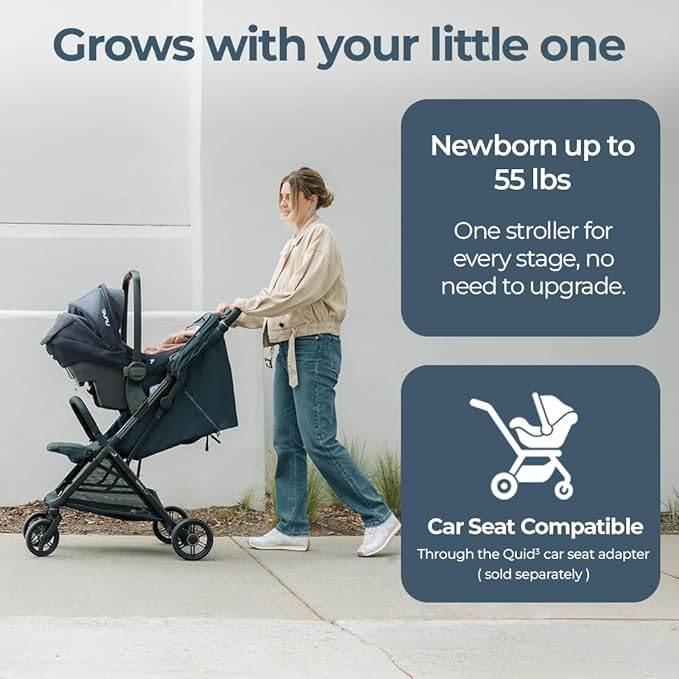 Inglesina Quid³ Stroller, Astral Blue - Compact Reclining Travel Stroller for Baby & Toddler 0-55 lbs, One Hand fold, Car seat Compatible, Airplane Overhead, Lightweight, Foldable, XL UPF 50+ Canopy