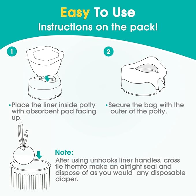 [30 Counts] Disposable Potty Liners Compatible with OXO Tot 2-in-1 Go Potty, Potty Refill Bags for Toddler Travel, Universal Potty Bags Fit Most Potty Chairs and Travel Potty