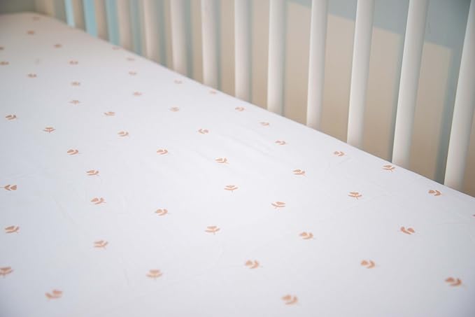 Ely’s & Co. Crib Sheets Baby Girl Fitted Crib Mattress Sheet Set, 2 Pack, 100% Jersey Knit Cotton, Infant and Toddler Nursery Bedding, Pink Tulip Collection, 28” x 52”