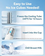 Portable Breastmilk Cooler for Outdoor, Breast Milk Cooler with 11oz Baby Bottle for Breastmilk Storage, 360° Stainless Steel Cooling Tube for 24 Hours Continuous Cooling, with Portable Carrier Bag