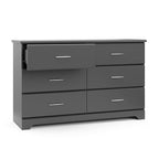 Storkcraft Brookside 6-Drawer Dresser (Gray) – GREENGUARD Gold Certified, Gray Dresser for Bedroom, Kids & Nursery Storage Chest, Safety Interlocking Drawers, Pre-Installed Tracks, Kids Chest