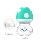 YOHKOH Newborn Glass Baby Bottles with Slow Flow Nipple for 0+ Months, Wide Neck Feeding Bottle, 2.7oz/80ml (Blue, 2.7oz (Pack of 2))