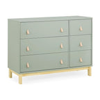 Delta Children babyGap Legacy 6 Drawer Dresser with Leather Pulls and Interlocking Drawers Greenguard Gold Certified, Sage Green w/Natural
