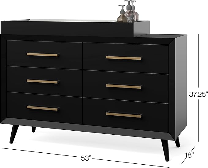 Child Craft Universal Changing Table Topper, Convert Dresser into a Changing Table Surface, Securely Attaches, Non-Toxic, Baby Safe Finish (Ebony)