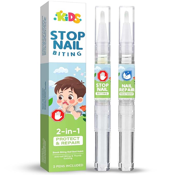 2Pcs Nail Biting Treatment for Kids, Nail Biting Prevention, Helping Adults and Children with Finger-Biting Habits to Stop Nail-Biting and Finger-Sucking Habits, Green