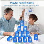 yeesport 24 Pcs Sport Stacking Cups, Sport Training Game for Challenge Competition, Plastic Stacking Cups, Classic Family Game for Kids and Adults, Blue+Green