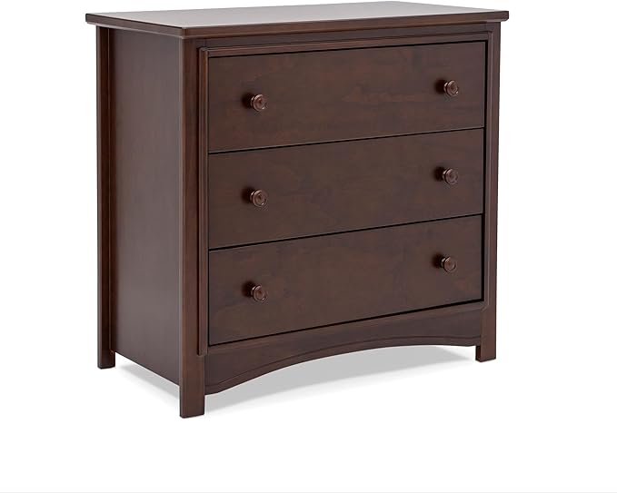 Delta Children Perry 3 Drawer Dresser with Changing Top and Interlocking Drawers, Walnut Espresso