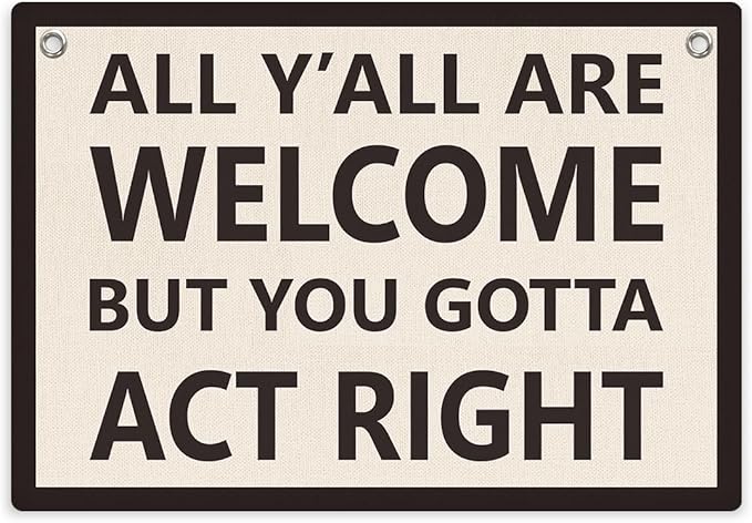 Welcome Sign Funny Welcome Banner, Trendy Retro Wall Hanging, Wall Decor, Banner Flag, Wall Flag Classroom Playroom Home Entryway Living Room Office Decor, Banner for Room, Black and White