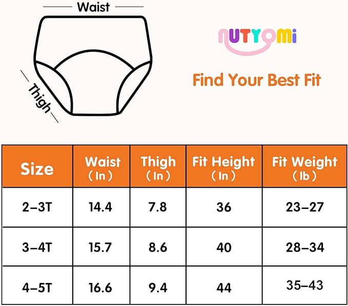 Baby Cotton Training Pants 6 Packs Toilet Training Underpants Absorbent Toddler Potty Training Underwear 2T-5T