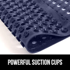 GORILLA GRIP Patented Square Shower Stall Mat, Small Bathtub Floor Mats for Stand Up Showers, Suction Cups and Drainage Holes, Machine Wash, Soft on Feet, Bathroom Accessories 21x21 Inch, Navy Opaque