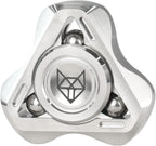 FREELOVE Upgraded Fox Metal Fidget Spinner for Adults, Steel/Glow Balls Clicking Noise, Mini Small Tiny Pocket Tri Finger Gyro, Long Spinning Premium Bearing Toy, Stainless Steel CNC, Silver