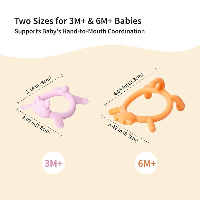 Pigeon Silicone Animal-Shaped Baby Teether, Pink Rabbit, 3M+, 1 Count – Multi-Textured Teething Relief Toys, Lightweight & Easy to Grasp