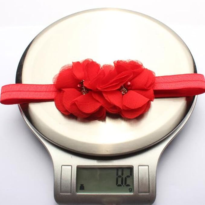 FZBNSRKO Baby Girls Floral Headbands Set,15 Pack Mixed Baby Chiffon Headbands Baby Girl Flower Headband Elastic Hairband for Newborn Toddler Hair Accessories(2 flowers)