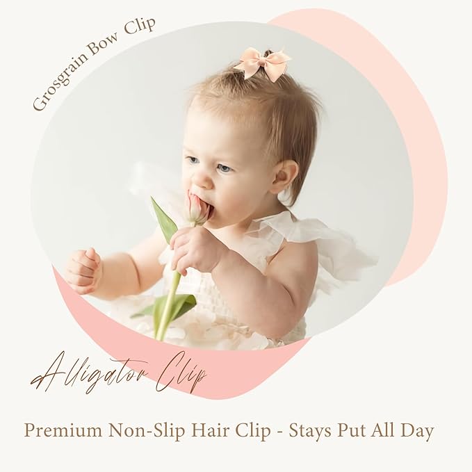 CÉLLOT Hair Clips for Baby Girls - 60 Tiny 2" Fully Covered Bows Barrettes for Infants and Toddlers