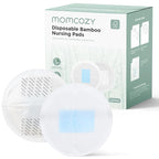 Momcozy Bamboo Disposable Nursing Pads, Advanced Blue Core for Ultra-Absorbent, Leakproof & 3D Design, Biodegradable for Sensitive Skin, Individually Wrapped, 120 Count