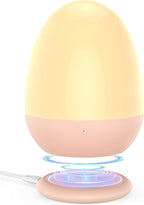 JolyWell Night Lights for Kids with Stable Charging Pad, Touch Control&Timer Setting, ABS+PC Baby Egg Lamp for Breastfeeding，Pink