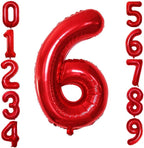 GOER Red Foil Balloons Number 6,Huge Number Balloons for 6th 66th Birthday Party Supplies Anniversary Decorations (3 pcs,42 inch,32 inch,16inch)