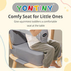 Toddler Booster Seat for Kitchen Chair, 2-in-1 Dining Table Booster Seat with Backrest & Adjustable Straps – Easy-Clean, PU Portable Toddler Eating Travel Increasing Cushion-Light Grey