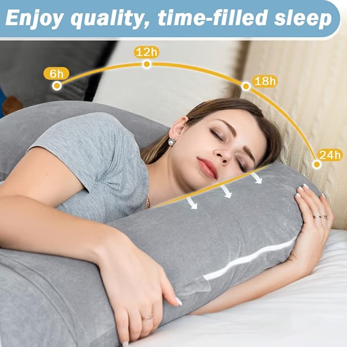 INSEN Pregnancy Pillow for Sleeping,Maternity Body Pillow for Pregnancy Women,Pregnancy Support Pillow for Back, Hip Pain,Grey
