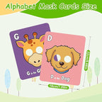 2025 New Alphabet ABC Flash Cards with Animal Masks, 26 Pcs Animal mask Alphabet Cards, Interactive Education Games, Learn Letters, English Phrases