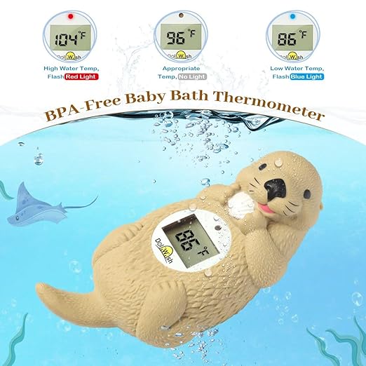 Digtal Baby Bath Thermometer for Infants Accurate Otter Bathtub Thermometer BPA Free Baby Bath Temperature Toy Easy to Use