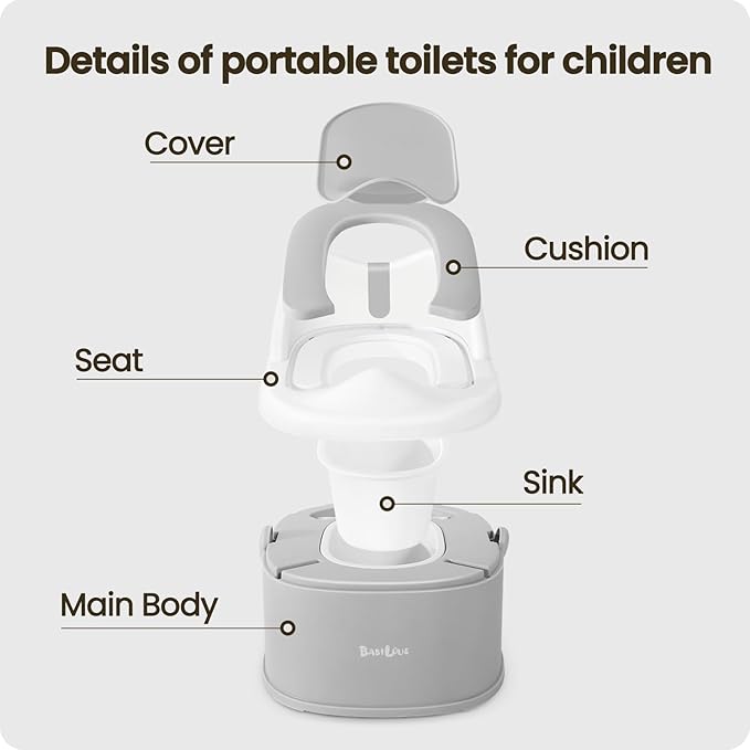 3 in 1 Potty Training Toilet, Toddler Potty Training Seat, Baby Potty Trainning Step Stool, Potty Trainer for Boys and Girls, Gray