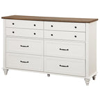 WAMPAT Kids Dresser for Nursery with 8 Drawers, Off White Baby Dresser for Kids Room, Wide Wooden Chests & Dressers for Bedroom, Distressed Mid Centuy Storage Organizer for Child’s Room, 54 Inch