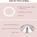 Boboduck The Original Silver Nursing Cups - 999 Silver Nipple Covers Breastfeeding - Protect and Soothe Sore Nipples - Breastfeeding Essentials Silver Nipple Guards with Soft Silicone Ring (X-Large)