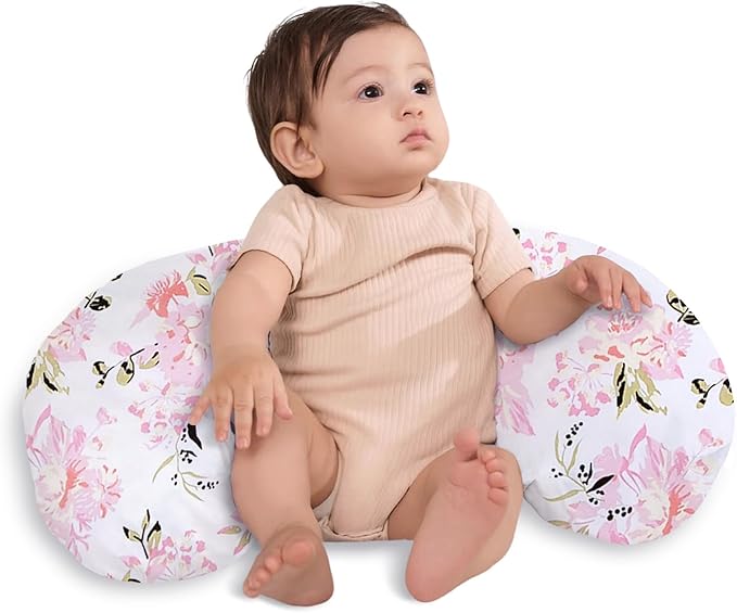 Little Grape Land Nursing Pillow,Upgraded Breast Feeding Pillow for Mom,Breastfeeding & Bottle Feeding for 0–12 Months, Soft Machine Washable Cover with firm breathable filling, Tummy Time,Rose Floral