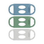 Dr. Brown's Wide-Neck Baby Bottle Handles, 100% Silicone, Easy Grip Removable Handles for Bottle to Sippy Cup Transition, Blue/Gray/Green, 3-Pack, 4m+