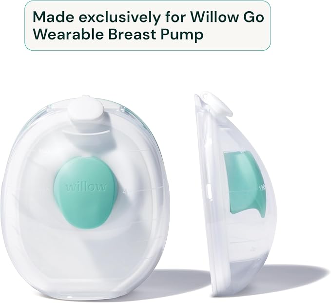 Willow Go - 7oz Reusable Milk Containers with Splash Guard - for use with Willow Go Hands Free Breast Pump