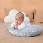 Nursing Pillow and Positioner with Cover for Breastfeeding and Bottle Feeding, Propping Baby, Tummy Time, Baby Sitting Support, Awake-Time Support (Blue, 22" x 17.7" x 5.9")