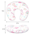 Pea Pod Nursing Pillow Cover Breastfeeding Pillow Slipcover for Moms Soft Breathable Organic Knit Fabric Newborn Infant Feeding Pillow Covers for Baby Girl Boy, Rainbow & Unicorn