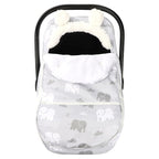 Carseat Cover Boys, Winter Cozy & Warm Cover, Elephant Baby Car Seat Cover, Infant Car Seat Canopy, Ultra-Soft Breathable Protect Baby from Cold Wind, Zipped Removable Design