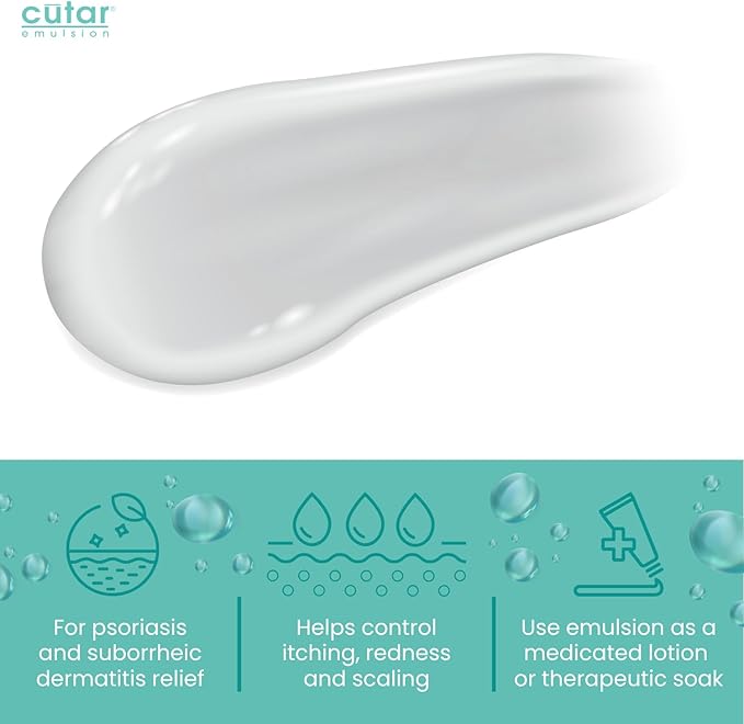 Cutar Emulsion Cream - Coal Tar Lotion for Relief from Eczema, Psoriasis, and Dermatitis - Helps Soothe Itchy Flaky Skin, Redness, Dryness, and Inflammation