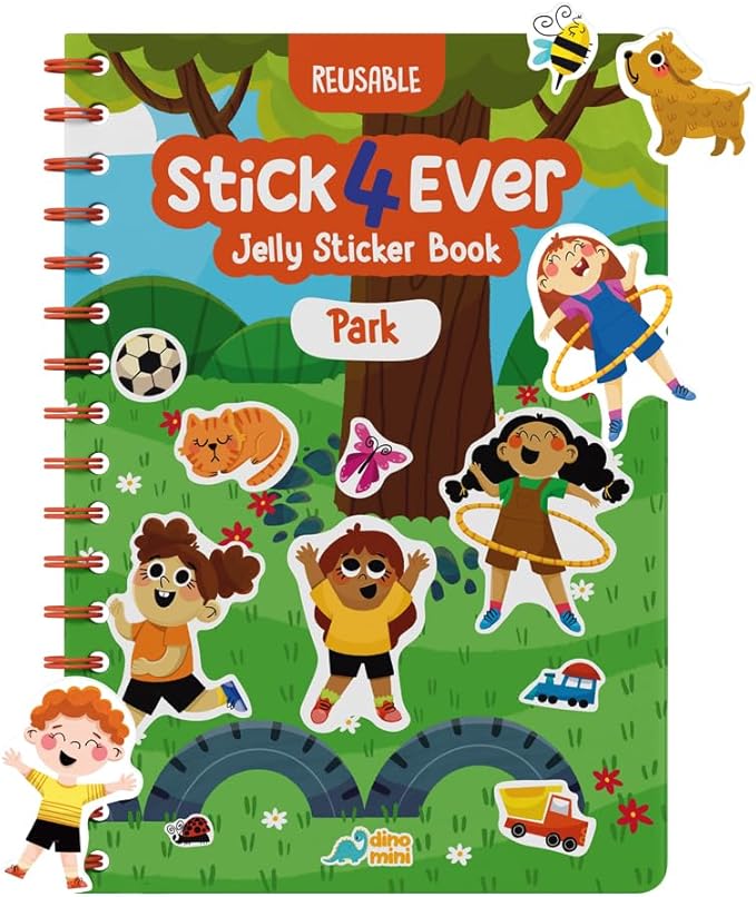 Stick4Ever Jelly Sticker Book - for Kids - Waterproof, Easy to Clean Jelly Stickers for Kids - Reusable Sticker Book for Toddlers with 50 Pcs of Reusable Stickers (Park)