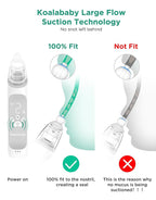 Koalababy Baby Nasal Aspirator, Large Flow Electric Nose Sucker with 3 Suction Levels, Rechargeable Toddler Nose Cleaner, Soft Silicone Tips, Music and Light Soothing