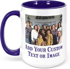 Personalized Coffee Mug, Custom Photo Text 15 Oz Ceramic Mug, Customized Picture Name Tea Cup, Unique Gift Idea, Taza Cafe Personalizadas Fotos, Cute Custom Gifts Mom Women Men, Mother's Day, Navy