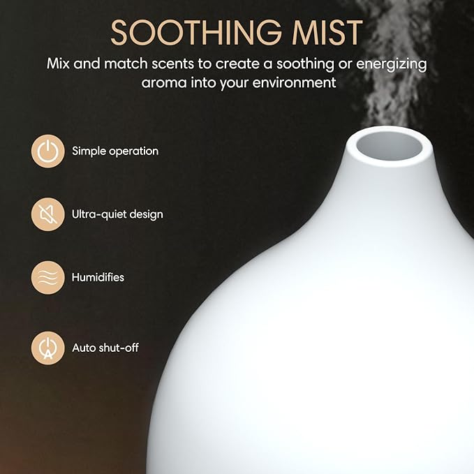 SALKING Essential Oil Diffuser (Set of 2), 100ml Small Aromatherapy Diffuser with Auto Shut-Off, Ultrasonic Diffusers for Essential Oils, Cool Mist Humidifier with Warm White Lights, for Office Home