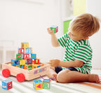 Atoylink ABC Wooden Building Blocks for Toddlers 1-3, 30 Pcs Alphabet & Number Stacking Toys with Storage Pull Toy Car Learning & Education Montessori Toys for 1 2 3 Year Old Baby Boy Girl Gifts