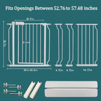 ALLAIBB Extra Wide Pressure Mounted Baby Gate Walk Through Child Kids Safety Toddler Tension White Long Large Pet Dog Gates with Extension for doorways Kitchen (52.76-57.48"/134-146cm)