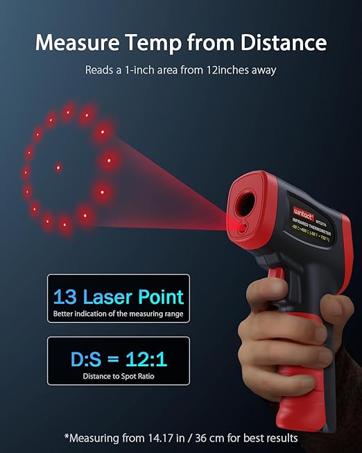 Wintact Infrared Temperature Thermometer Gun, Digital Non-Contact Laser Temp Gun Measuring Surface & Ambient Temperature for Kitchen Cooking Food Pizza Oven Grill Meat -58℉ to 1112℉