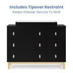 GAP babyGap Legacy 6 Drawer Dresser with Leather Pulls and Interlocking Drawers - Greenguard Gold Certified, Ebony/Natural