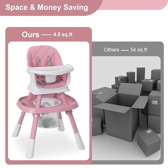 Babyliebe 15-in-1 Baby High Chair, Convertible Highchair for Babies and Toddlers with Activity Center, Booster Seat, Building Block Table, Toddler Chair with Safety Harness, Removable Tray (Pink)