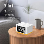 【3 in 1】 Sound Machine Dual Alarm Clock Night Light White Noise Machine 27 Sleeping Sounds for Adults Kids Precise 32 Level Volume Sleep Timer Memory Function Digital Clock with 30 Wake Up Sounds