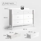6 Drawer Dresser, Kids Dresser with Storage, Wide Chest of Drawers for Nursery, Wood Large Drawer Organizer Cabinet for Bedroom, Living Room, White