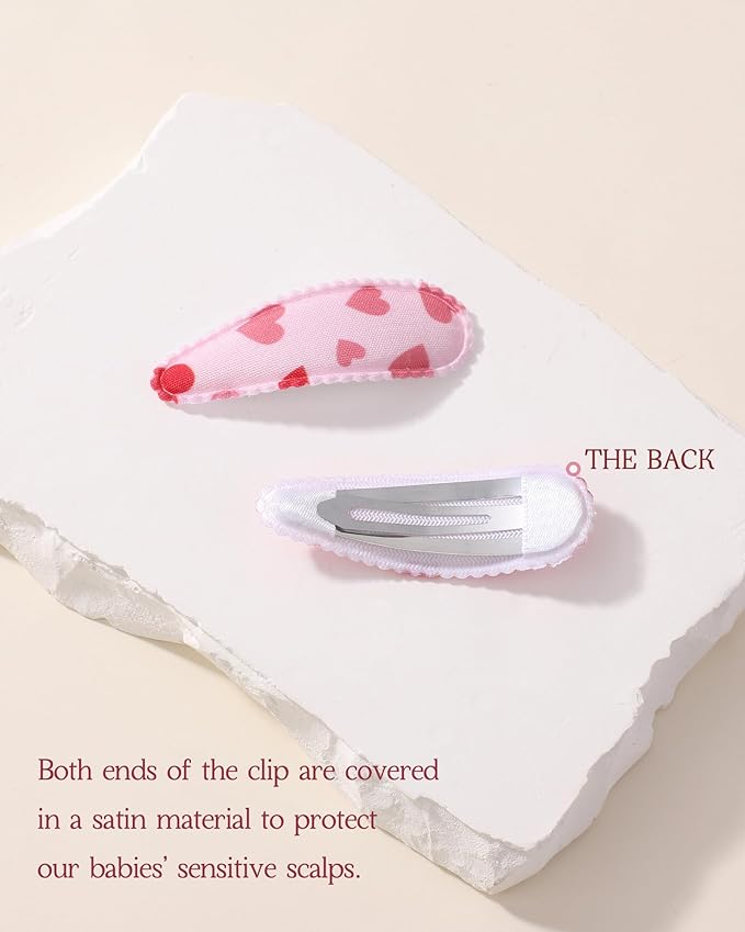 doboi 40Pcs Toddler Hair Clips Baby Girl Hair Bows Clips Floral Print Non Slip Wrapped Snap Heart shaped Hairpins Flower Clips for Hair Barrettes Hair Accessories for Baby Toddler Girls Kids