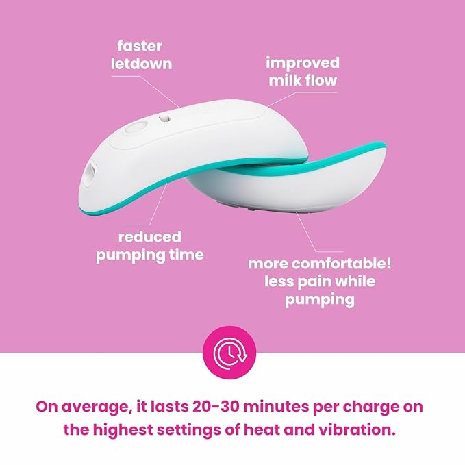LaVie 2-in-1 Warming Lactation Massager, 2 Pack, Heat and Vibration, Pumping and Breastfeeding Essential, for Clogged Ducts, Improved Milk Flow, Mastitis