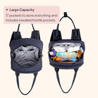 BabbleRoo Diaper Bag Backpack - Baby Essentials Travel Tote - Multi Function Waterproof Diaper Bag, Travel Essentials Baby Bag with Changing Pad, Stroller Straps & Pacifier Case - Unisex, Navy Blue